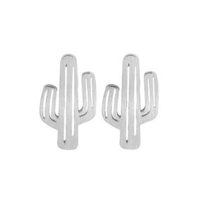 silver cactus earrings